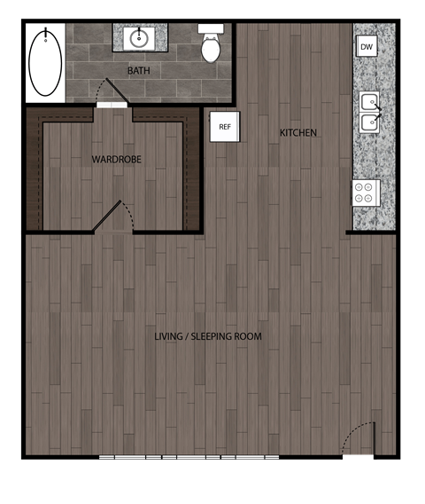 one bedroom one bath floorplan